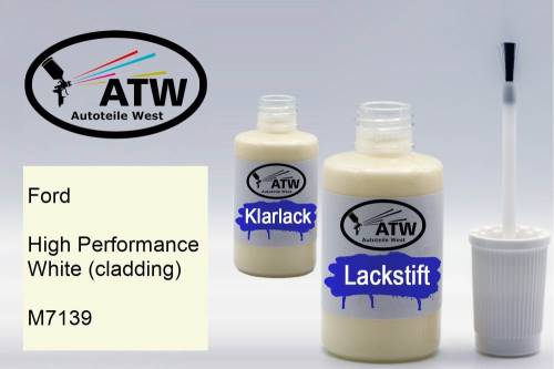 Ford, High Performance White (cladding), M7139: 20ml Lackstift + 20ml Klarlack - Set, von ATW Autoteile West.